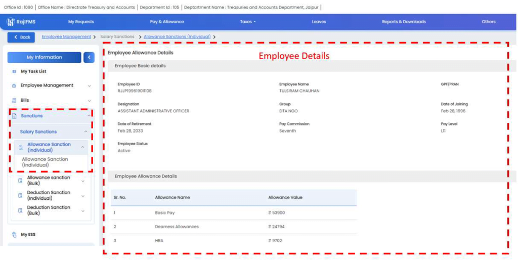 Salary Sanctions Allowance And Deduction