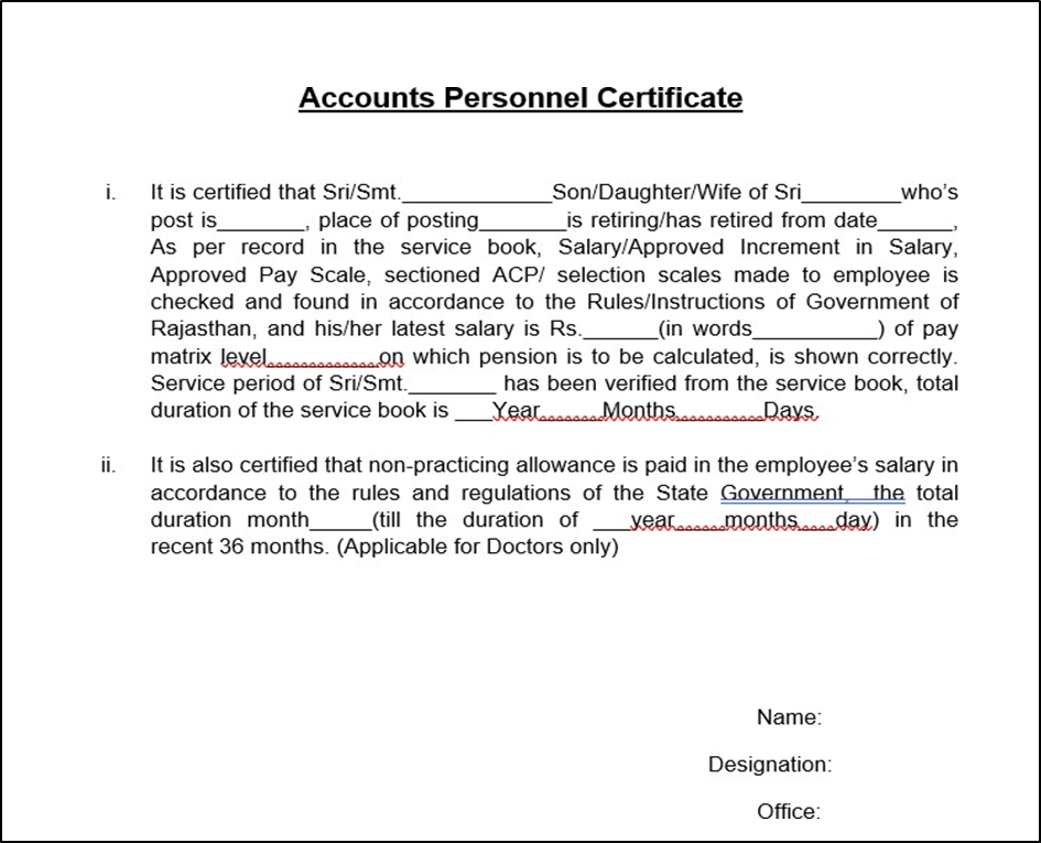 Accounts Personnel Certificate
