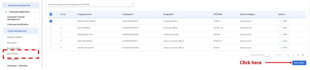 click on Start Salary button